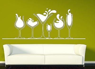 Wall Sticker Vinyl Decal Various glasses of alcohol martini wine whiskey Unique Gift (n280)