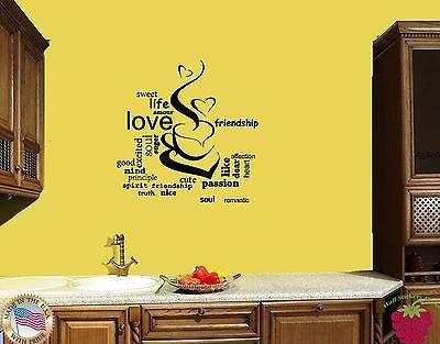 Wall Sticker Cup Of Coffee Cup Of Tea Love Romantic for Kitchen Unique Gift z1370