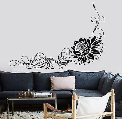 Wall Sticker Lotus Floral Flower Om Relaxation Yoga Zen Vinyl Decal Unique Gift (z2950)