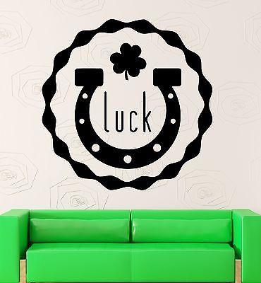 Luck Wall Stickers Ireland Irish Shamrock Mascot Horseshoe Vinyl Decal Unique Gift (ig2409)