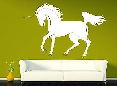 Wall Sticker Vinyl Decal Unicorn Beautiful Horse Mane Powerful Tail and Hooves Unique Gift (n145)