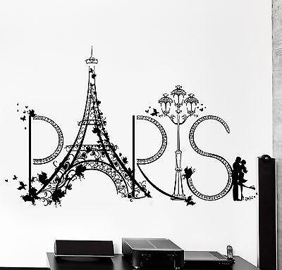 Wall Decal Paris Eiffel Tower France Romantic Love Vinyl Decal Unique Gift (z3111)