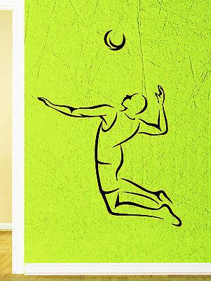 Wall Decal Volleyball Player Game Ball Sport Athlete Jump Vinyl Stickers Unique Gift (ed251)