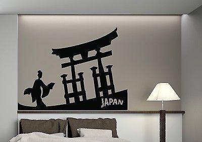 Wall Sticker Vinyl Decal Japanese Girl Kimono Fan in Hands Gate to Asia Unique Gift (n167)