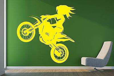 Wall Vinyl Sticker Decor Motorbike Girl Biker Speed Banked Emotions Unique Gift (n239)