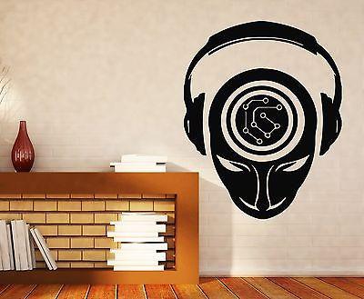 Wall Sticker Music People Headphones Brain Activity Record DJ Vinyl Decal Unique Gift (n341)