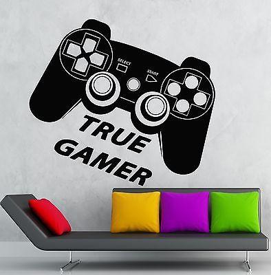 Wall Decal True Gamer Game Room Play Joystick Video Vinyl Stickers Art Unique Gift (ig2606)