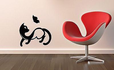 Wall Stickers Vinyl Decal Cute Cat Animal Pet Butterfly Unique Gift ig1376