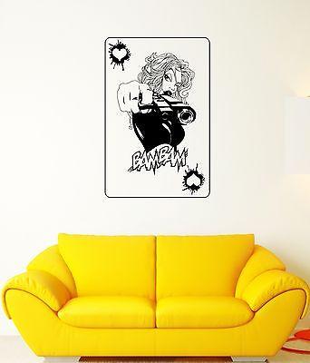 Wall Decal Sexy Girl Card Hearts Gun Fatal Beautiful Vinyl Stickers Unique Gift (ed105)