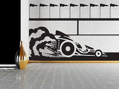Wall Sticker Vinyl Decal Race Car Flags Trail the brakes tires Unique Gift (n243)