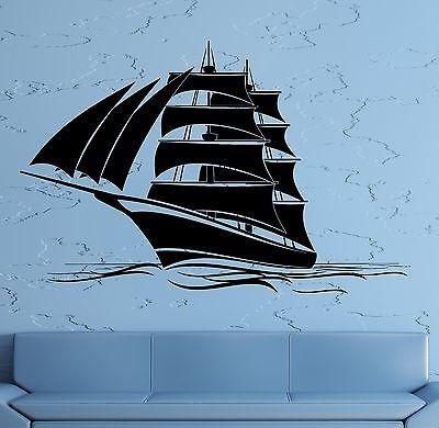 Wall Decal Sail Boat Ship Yacht Marine Sea Waves Vinyl Sticker Unique Gift (z2831)