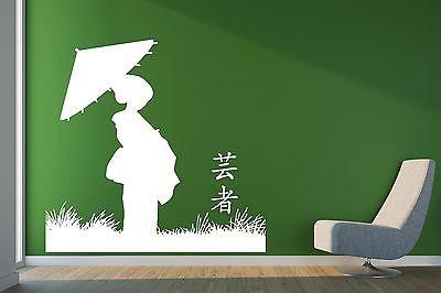 Wall Vinyl Sticker Decor Young Chinese Woman Geisha Umbrella Meadow Unique Gift (n114)