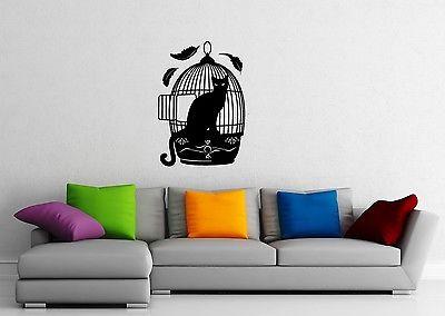 Wall Sticker Vinyl Decal Cat Hunting Animal Cage Unique Gift (ig1167)