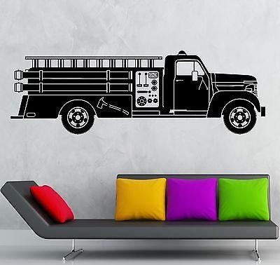 Wall Sticker Vinyl Decal Fire Truck Rescuers for Kids Room Nursery Unique Gift (ig2017)