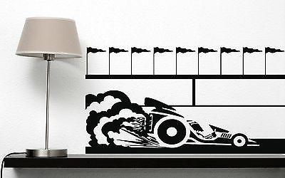 Wall Sticker Vinyl Decal Race Car Flags Trail the brakes tires Unique Gift (n243)