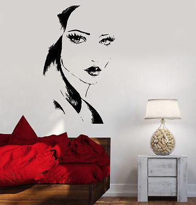 Wall Decal Fashion Girl With Beautiful Face Vinyl Sticker Unique Gift (z3616)