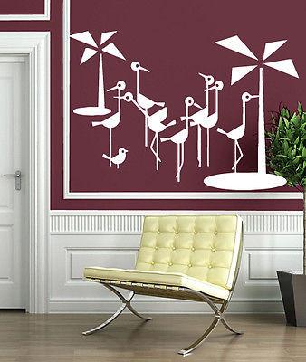 Wall Sticker Vinyl Decal Hummingbird Ostriches Flamingo Palm Tree  Unique Gift (n061)