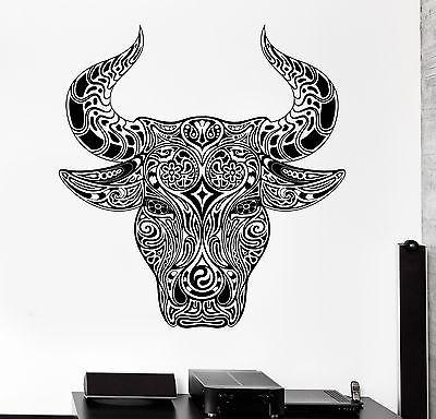 Wall Decal Animal Ornament Bull Aggressive Vinyl Decal Unique Gift (z3149)