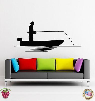 Wall Stickers Vinyl Decal Man A Fishing From A Boat Relax Relaxation Unique Gift (z1796)