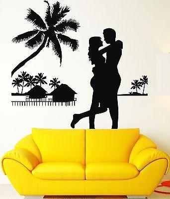 Wall Stickers Ocean Palms Beach Loving Couple Relax Vinyl Decal Unique Gift (ig2407)