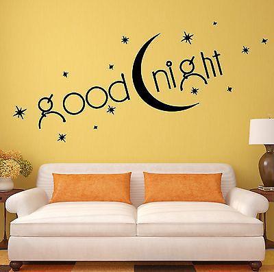 Decal Vinyl Bedroom Quote Goodnight Romance Moon Stars Wall Stickers Unique Gift (ig1408)