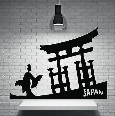 Wall Sticker Vinyl Decal Japanese Girl Kimono Fan in Hands Gate to Asia Unique Gift (n167)
