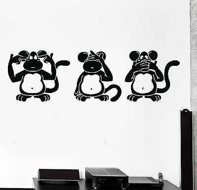 Wall Stickers Three Wise Monkeys Animals Buddhism Japan Vinyl Decal Unique Gift (ig1318)