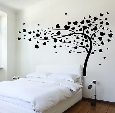 Wall Decal Tree Branch Hearts Leafs For Bedroom Vinyl Sticker Unique Gift (z3620)