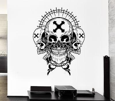 Wall Decal Skull Skeleton Cross Cemetery Death Monster Vinyl Stickers Unique Gift (ed148)