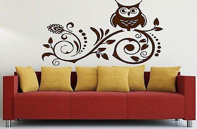 Wall Sticker Vinyl Decal Night Owl Sitting on a Branch Inhabitant Unique Gift (n154)