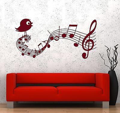 Wall Vinyl Music Notes Bird Clef Guaranteed Quality Decal Unique Gift (z3519)
