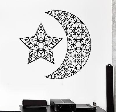 Wall Decal Moon Star Space Ornament Tribal Mural Vinyl Decal Unique Gift (z3192)