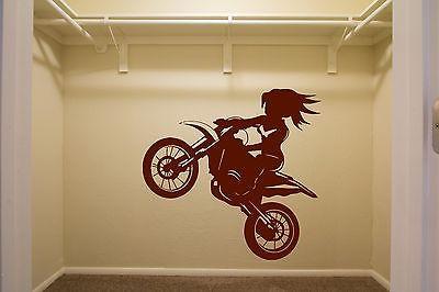 Wall Vinyl Sticker Decor Motorbike Girl Biker Speed Banked Emotions Unique Gift (n239)