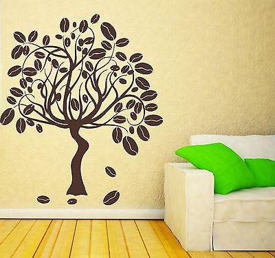 Wall Vinyl Sticker Decal Coffee Tree Beans on the Ground Cofffe Aroma Unique Gift (n124)