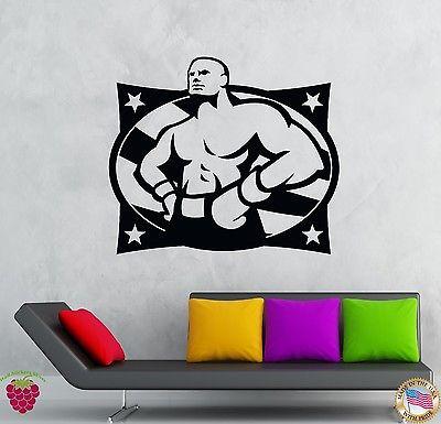 Wall Stickers Vinyl Decal US Flag Boxing Boxer Tough Sport Decor  (z1946)