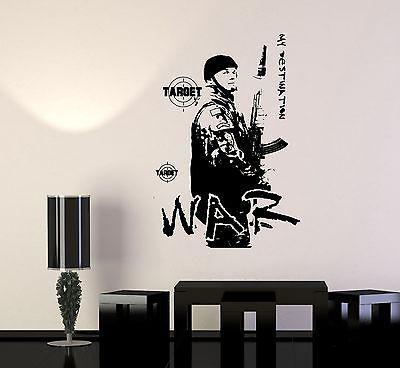 Wall Vinyl War Soldier Target Military Army Cool Decal Unique Gift (z3424)