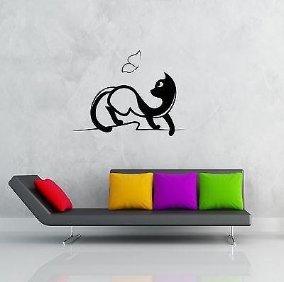 Wall Stickers Vinyl Decal Cat And Butterfly for Bedroom  Unique Gift z1227