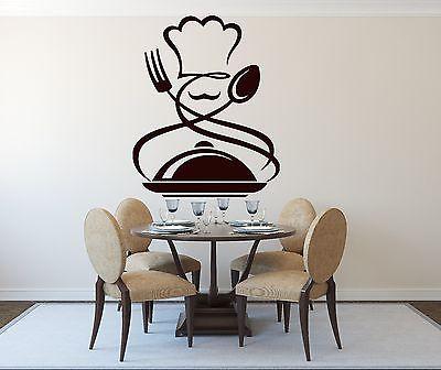 Wall Sticker Vinyl Decal Cook Chef Hat Mustache Spoon Fork Dish Unique Gift (n189)