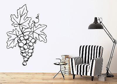 Wall Sticker Vinyl Decal Large Cluster of Grapes Fruit Leaves Decor Unique Gift (n186)
