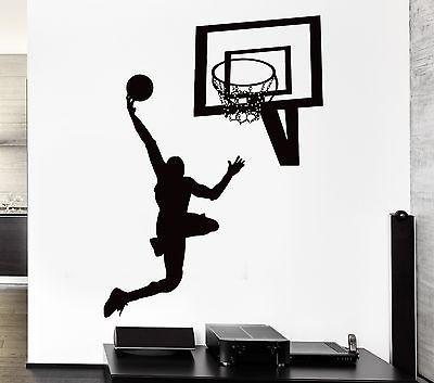 Wall Decal Sport Basketball Ball Jump Game Basket Mural Vinyl Stickers Unique Gift (ed058)