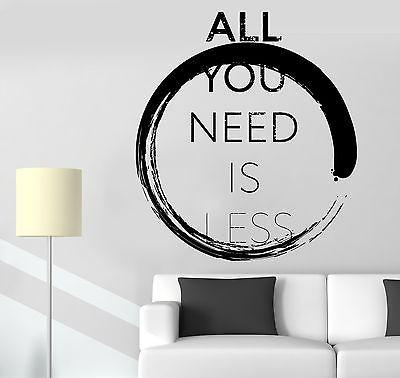 Wall Sticker Buddha Enso All You Need Is Less Motivation Quotes  Decal Unique Gift (z2911)
