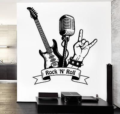 Wall Decal Music Rock Guitar MIcrophone Vinyl Sticker Unique Gift (z3587)