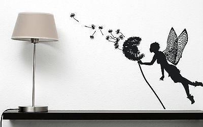 Wall Vinyl Sticker Decal Little Fairy Carries Dandelion Seeds Fly Away Unique Gift (n168)