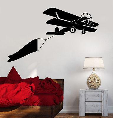 Wall Vinyl Retro Old Airplane Banner Guaranteed Quality Decal Unique Gift (z3481)