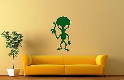 Vinyl Decal Alien UFO Child Room Humanoid Extraterrestrial Wall Sticker Unique Gift (ig1141)