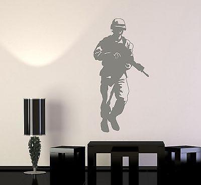 Wall Vinyl Soldier Rifle M16 Military War Army Cool Decal Unique Gift (z3421)