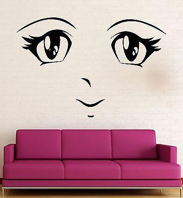 Manga Wall Stickers Anime Cartoon Face for Kids Nursery Teen Eyes Decal Unique Gift (ig2368)