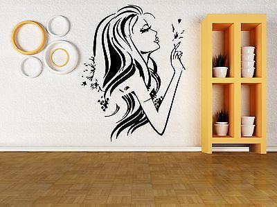 Wall Mural Vinyl Decal Sticker Beautiful Woman Female Long Hair Decor Unique Gift (m418)