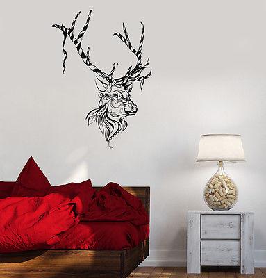 Vinyl Decal Christmas Deer Animal Reindeer Tribal Wall Stickers Mural Unique Gift (ig2122)