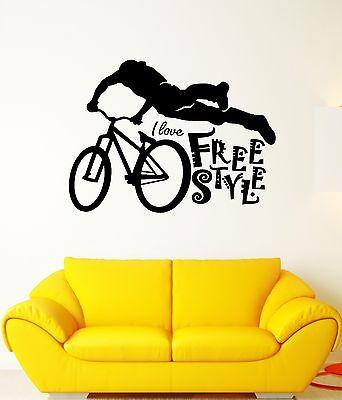 Wall Decal Free Style Bicycle Sport Extreme Cyclist Speed Vinyl Stickers Unique Gift (ed151)